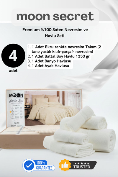 MOON SECRET 100% Premium Satin Duvet Cover and Towel Set 12 Different Color Options – 4 Piece Set 1