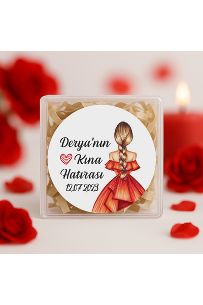 repro design Kişiye Özel Kına Hatırası Baskılı Yapışkanlı Etiket 24 Adet (TAR...