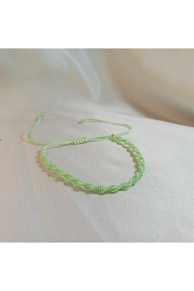 Crystal Atelier سوار مكرامية منسوج قابل للتعديل بلون أخضر مائي - سوار مكرامية...