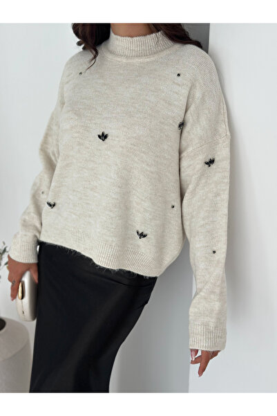 Brantu Pulover elegant pentru femei, gri, tricotat