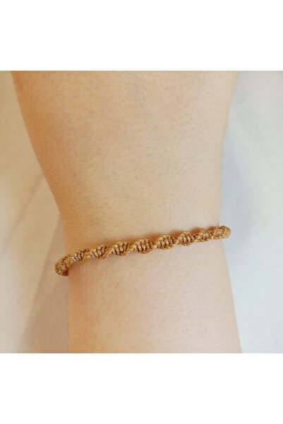 Crystal Atelier سوار مكرامية قابل للتعديل مع تصميم ذهبي - سوار مكرامية حلزوني...