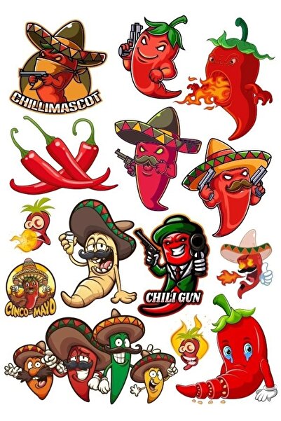 Reysa Tasarım مجموعة ملصقات الفلفل الحار مكونة من 13 قطعة للهاتف والكمبيوتر ا...