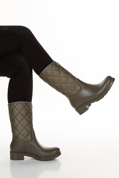 Sea&Blue Green Diamond Patterned Flexible Calf-Free Waterproof Comfortable Rain Boots
