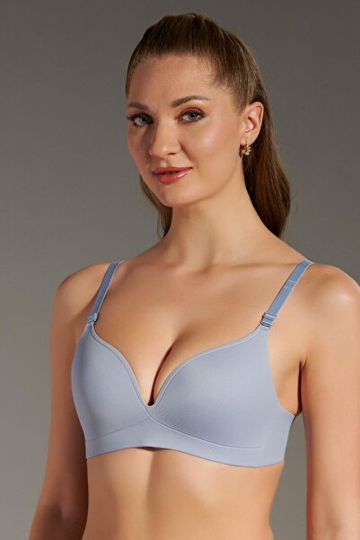 C&City Non-wired Laser Seamless Covered Bra C26145 Light Blue