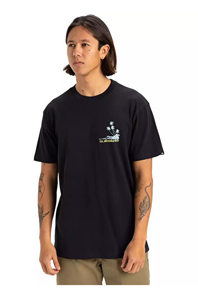 Quiksilver EQYZT08057 PALM LINES SS Siyah Bisiklet Yaka Normal Kalıp Erkek T-Shirt