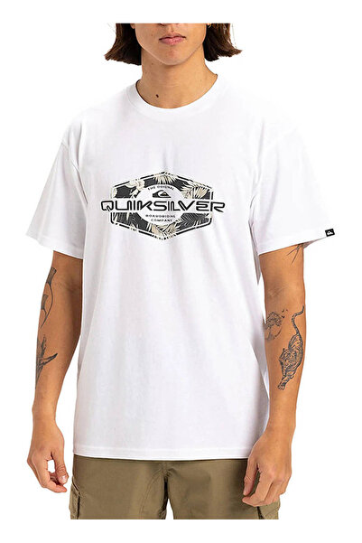 Quiksilver EQYZT08063 LOCKED UP SS Beyaz Bisiklet Yaka Normal Kalıp Baskılı Erkek T-Shirt