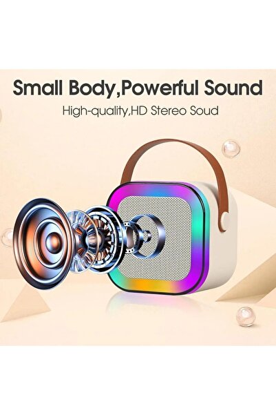 CROW'S TECH Karaoke Hoparlör 5w Tf Kart/usb/tws/ses Değiştirme Özellikli Mikrofonlu Rgb Işıklı Bluetooth Speaker