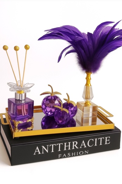 Home 1 ADET AYAKLI PARFÜM ŞİŞESİ 3 LÜ KRİSTAL ELMA VE KRİSTAL AYAKLI KUŞ TÜYÜ