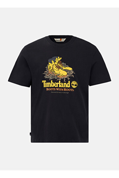 Timberland Front Boot Graphic Men's Black Round Neck T-Shirt