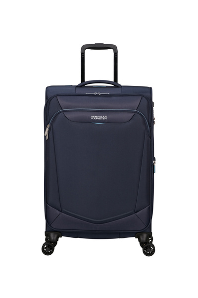 American Tourister Lacivert Çekçekli Kumaş Valiz SUMMERRIDE-SPINNER M EXP TSA
