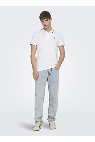 Only & Sons Чоловіча біла сорочка Fletcher Life Slim Ss Polo Noos Polo T-shirt 22024827-Brightwhi