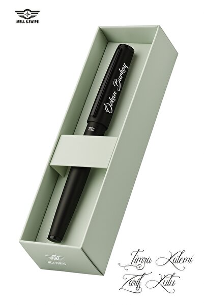 MELL & SWIPE Kişiye Özel Kalem Isim Baskılı Lüks Şık Hediyelik Siyah Kutulu R...