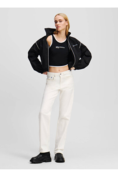 Karl Lagerfeld Jeans Bisiklet Yaka Düz Siyah Kadın T-Shirt A2W17024