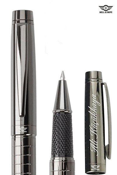 MELL & SWIPE Kişiye Özel Kalem Isim Baskılı Lüks Hediyelik Karbon Gri Füme Si...