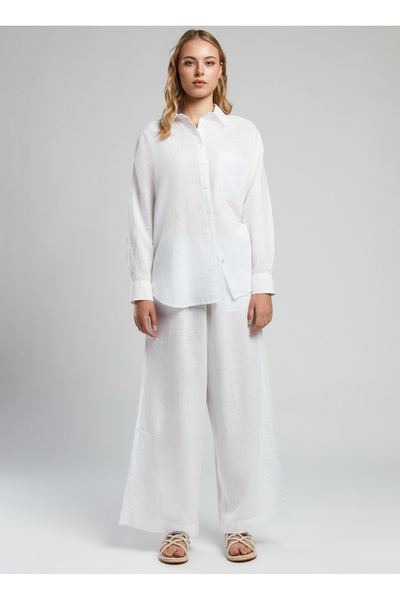 Lee Cooper Comfortable Classic Collar Plain White Women's Shirt 252 Lcf 241002 Nataly White