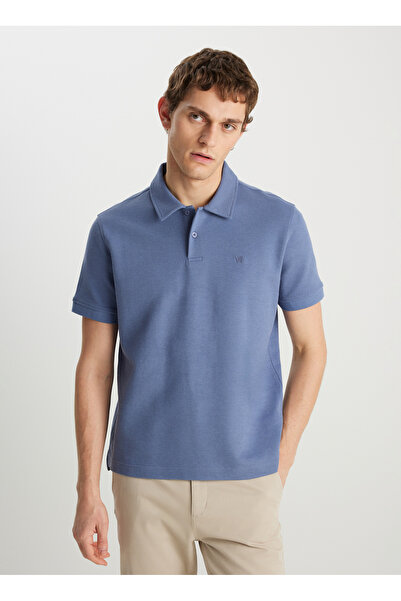 WRANGLER Light Blue Regular Fit Men's Polo T-Shirt W 2510720404
