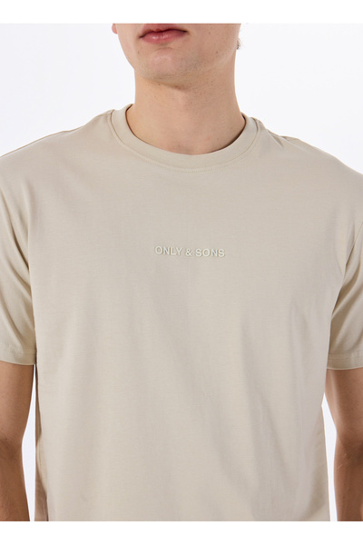 Only & Sons Ανδρικό κοντομάνικο μπλουζάκι Onslevı Life Reg Text Ss Ecru