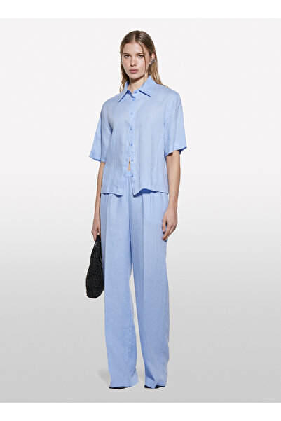 Sisley Високі широкі брюки темно-синього кольору для жінок 4AGHLF03U