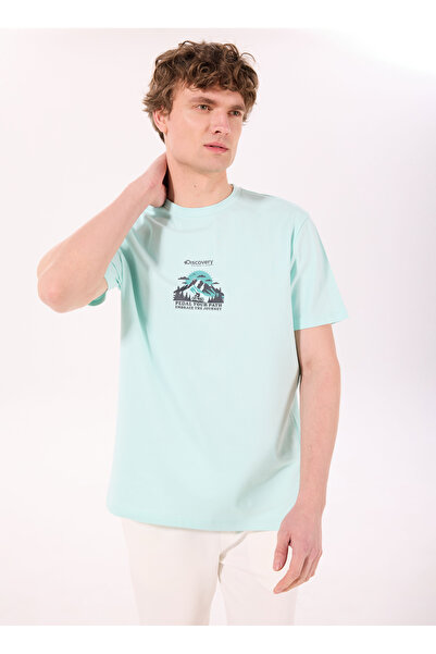 Discovery Expedition D5SM-TST3709 Mint Bisiklet Yaka Relaxed Baskılı Erkek T-...
