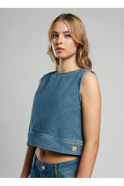 Lee Cooper Crew Neck Plain Women's Blouse 252 Lcf 142001 Naomi Denim