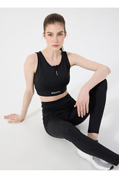 Discovery Expedition D5SL-TST3506 Siyah Relaxed Baskılı Kadın Atlet