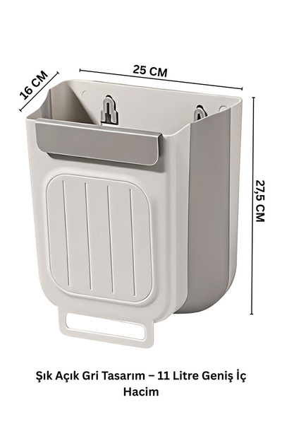 ModernEvAksesuar Foldable Hanging Trash Can – Large Size (27.5×25×16 cm)