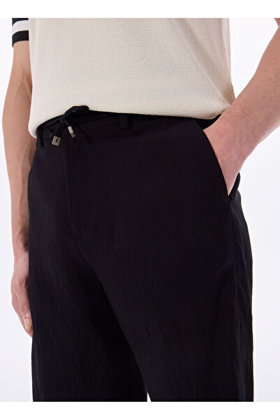 Fabrika Bağlamalı Bel Basic Siyah Erkek Bermuda Şort F5SM-SHT 2773