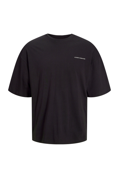 Jack & Jones Ανδρικό μπλουζάκι με λαιμόκοψη μαύρο 12273506_JJALMOS TEE SS CREW NECK