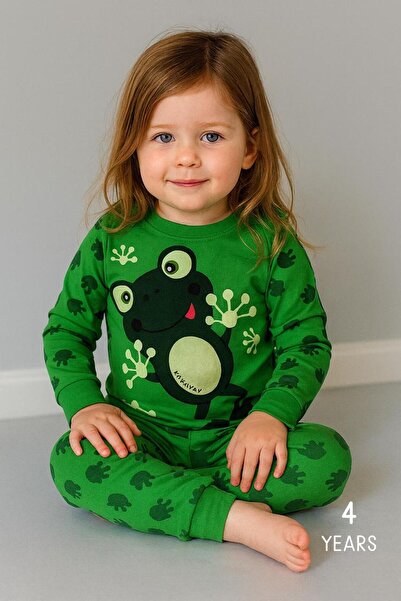 Süpermini Σετ πιτζάμες Unisex Baby Green Super Mini Frog με σχέδιο