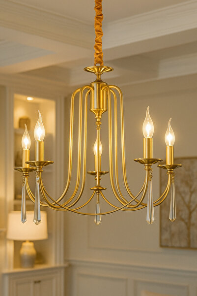 burenze Luxury Modern Kontes Exclusive Sarkıt Countess Avize 5'li Eskitme Bronz