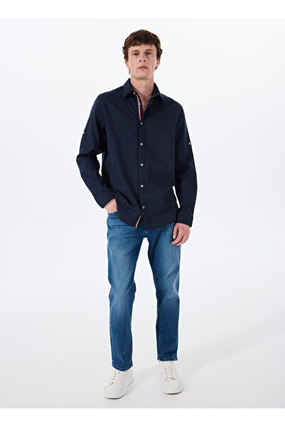 Jack & Jones Comfortable Navy Blue Men's Shirt 12270088_Jjpierre Slub Detail Shirt