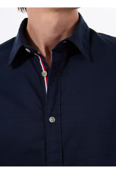 Jack & Jones Comfortable Navy Blue Men's Shirt 12270088_Jjpierre Slub Detail Shirt