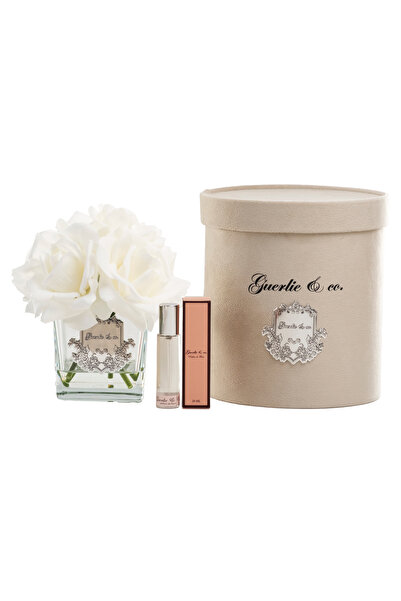 Guerlieandco. Beyaz 5 gül Kare Cam Silver