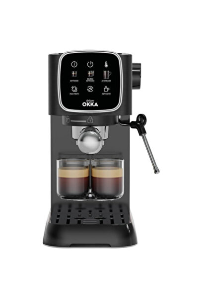 Arzum OKKA OK0034 Semi Auto Espresso Machine – (With steam nozzle) Black-Chrome 3 years Warranty