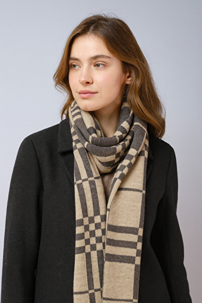 Sebir Moda Πλεκτό καρό πλεκτό κασκόλ