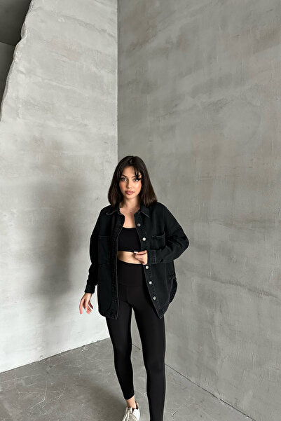 XRAY JEANS Γυναικείο τζιν μακρύ μπουφάν με τσέπες μαύρο τζιν