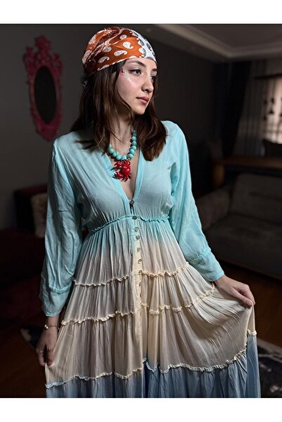 MODAGK Renkli Batik İthal Elbise