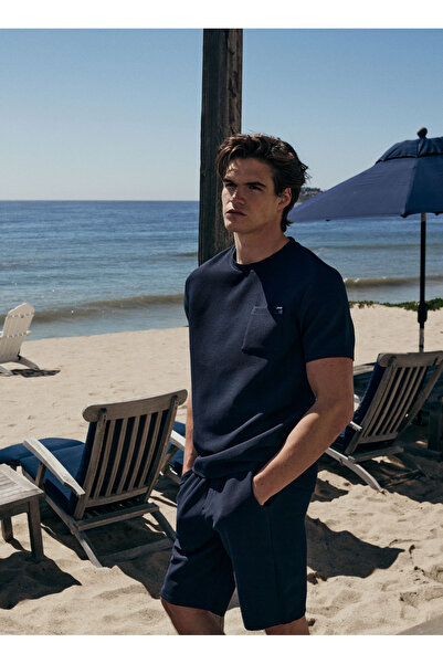 Jeep Bisiklet Yaka Düz Lacivert Erkek T-Shirt J5SM-TST7380