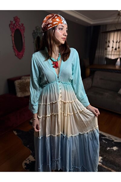 MODAGK Renkli Batik İthal Elbise