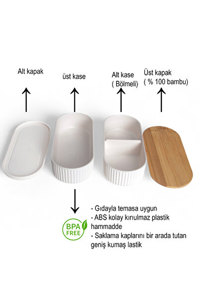 EVSTYLE Double Bamboo Lid Feeding & Feeding Bowl