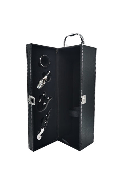 velve Caseta eleganta din piele ecologica pentru o sticla, cu maner si set 4 ...