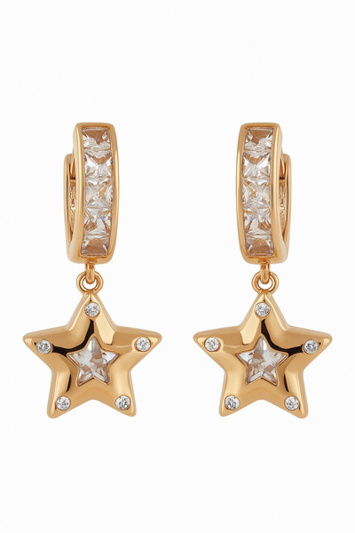 Owentis أقراط ستيل روز جولد ستون آرتشي ستار - لا تفقد اللون-