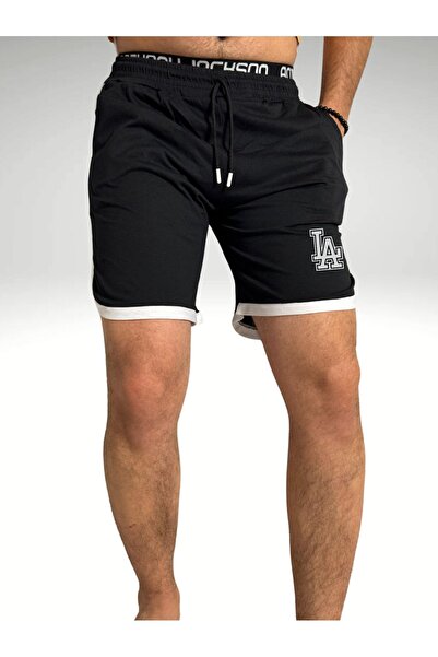 Deep sense Men's Black Combed Cotton Sports Bermuda Shorts Basketball Football Fitness Antraman Running