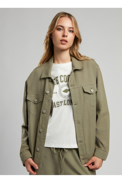 Lee Cooper Loose Fit Light Khaki Women's Jacket 252 Lcf 231001 Puble A. Khaki