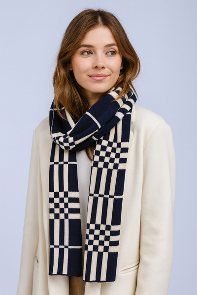 Sebir Moda Tricotaj în carouri din material subțire Eșarfă