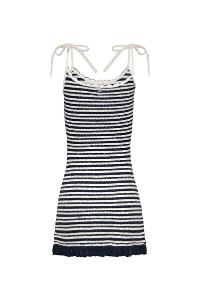 Tommy Jeans Yuvarlak Yaka Mavi Kısa Kadın Elbise DW0DW20425C1G