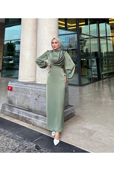 modadeywearst فستان سهرة من الساتان داجاجي حجاب