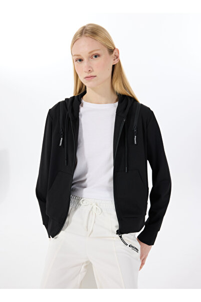 Discovery Expedition D5SL-SWT3568 Siyah Kapüşon Yaka Relaxed Düz Kadın Sweatmont