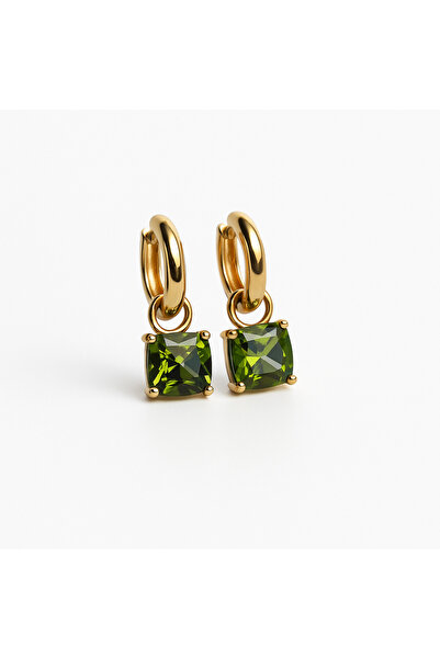 Owentis Çelik Sallantılı Yeşil Tek Taş Lily Küpe -kararma Yapmaz-