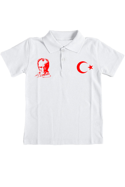 Çapıt Βαμβακερό μπλουζάκι πόλο με λαιμόκοψη και σχέδιο Ατατούρκ και Φεγγάρι, ...
